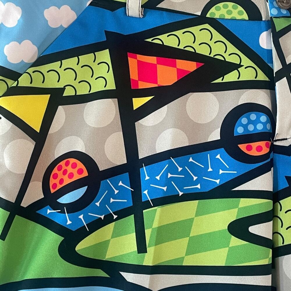 LOUDMOUTH Ladies Golf Trip Size US 8 Multi Activewear Front Zip Bermuda Shorts - Picture 6 of 8